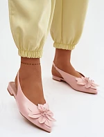 Dámské sandály na nízkém podpatku s dekorativním květem Růžové Telivette