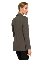 model 17626256 Bunda s jedním knoflíkem a asymetrickými kapsami černá - Moe model 17626256 Bunda s jedním knoflíkem a asymetrickými kapsami černá - Moe