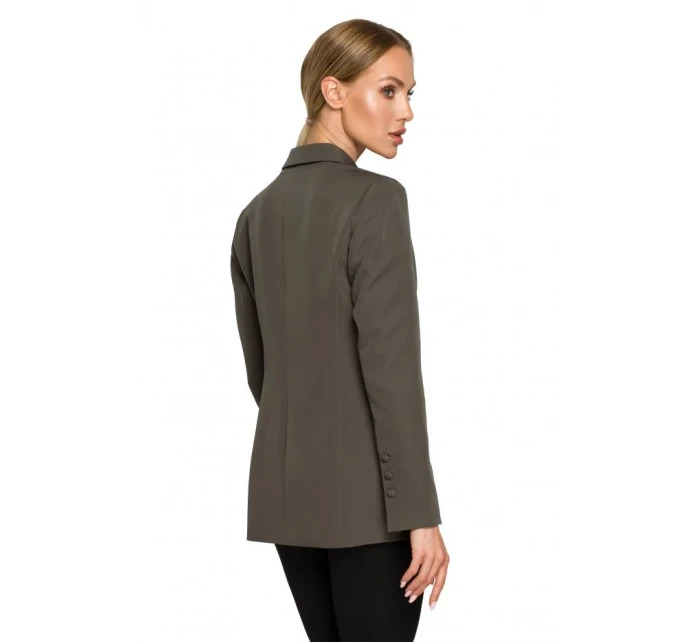 model 17626256 Bunda s jedním knoflíkem a asymetrickými kapsami černá - Moe model 17626256 Bunda s jedním knoflíkem a asymetrickými kapsami černá - Moe