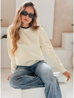 Dámsky základný sveter DARMILA ecru FashionStreet MY2506