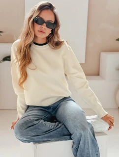 Dámsky základný sveter DARMILA ecru FashionStreet MY2506