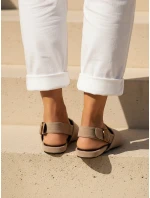 Dámske semišové baleríny s otvoreným podpätkom v béžovej farbe FashionStreet ZY1338