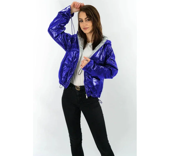 Světle modrá lesklá prošívaná dámská bunda s kapucí model 14764946 - S'WEST Světle modrá lesklá prošívaná dámská bunda s kapucí model 14764946 - S'WEST