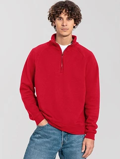 Fruit of the Loom Iconic Premium Zip Neck Sweat Těžká mikina s 1/4 zipem 16.2288 red