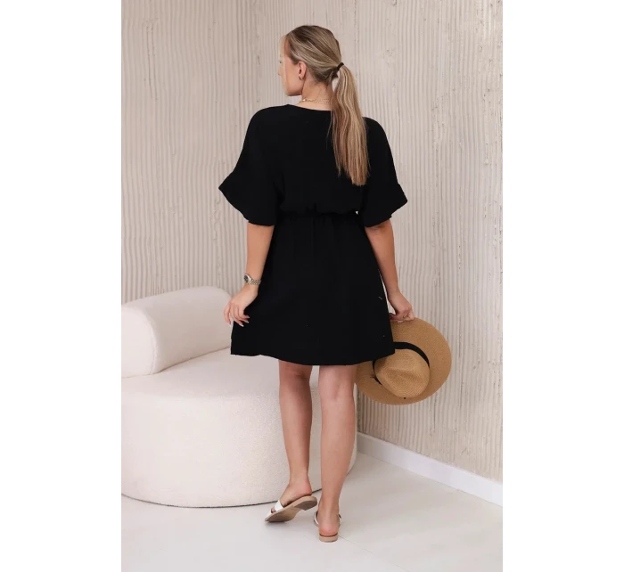 Mušelínové šaty s pasem černý