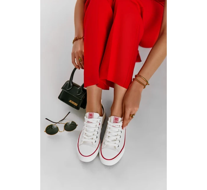 Damskie Materiałowe Trampki BIG STAR JJ274123 Białe Damskie Materiałowe Trampki BIG STAR JJ274123 Białe