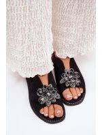 Dámské Sandály Na Plochém Podpatku S Ozdobou model 21691567 Černé - S.Barski