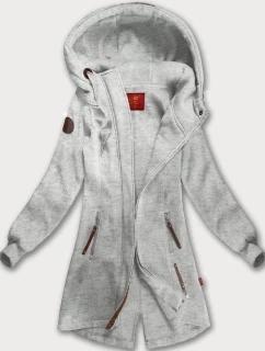 Svetlošedá dámska dlhá mikina s kapucňou (AMG-675/2)