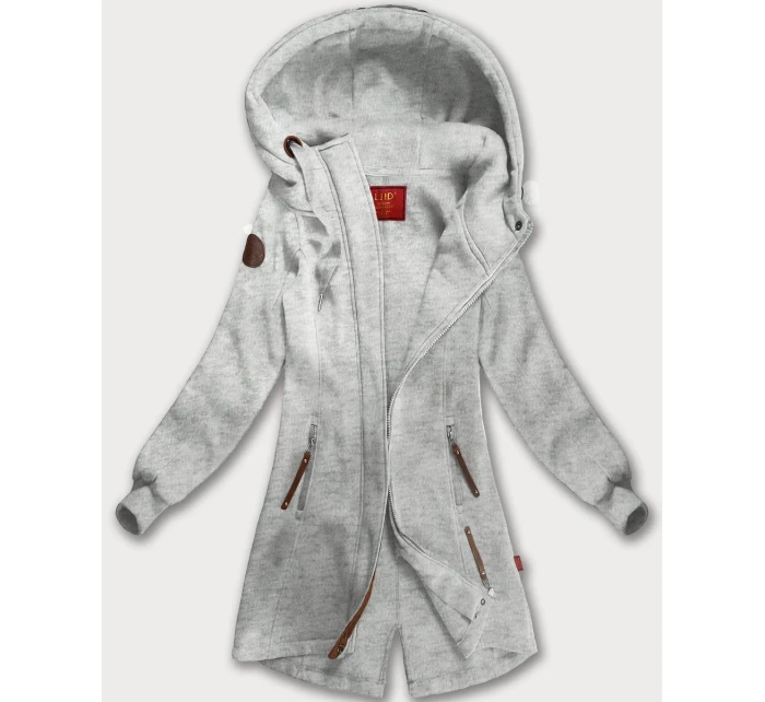 Svetlošedá dámska dlhá mikina s kapucňou (AMG-675/2) Svetlošedá dámska dlhá mikina s kapucňou (AMG-675/2)