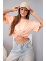 Dámská bavlněná basic halenka s krátkým rukávem lososová