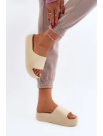 Damskie Klapki Na Grubej Podeszwie Beżowe Oreithano