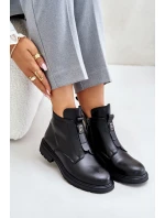 Kožené Boty Na Plochém Podpatku Zateplené Černé model 21675477 - EVENTO Kožené Boty Na Plochém Podpatku Zateplené Černé model 21675477 - EVENTO