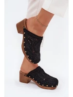 Dámské Pantofle Na Podpatku Černé model 21700123 - Boto Dámské Pantofle Na Podpatku Černé model 21700123 - Boto