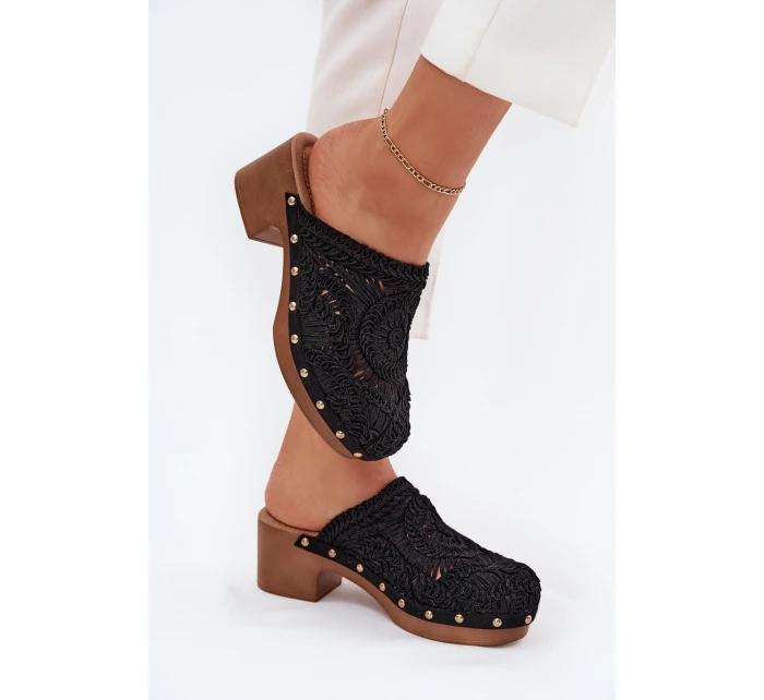 Dámské Pantofle Na Podpatku Černé model 21700123 - Boto Dámské Pantofle Na Podpatku Černé model 21700123 - Boto