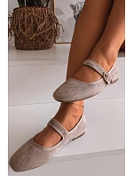 Baleríny s páskem a zlatým sponou Béžové Kelisa