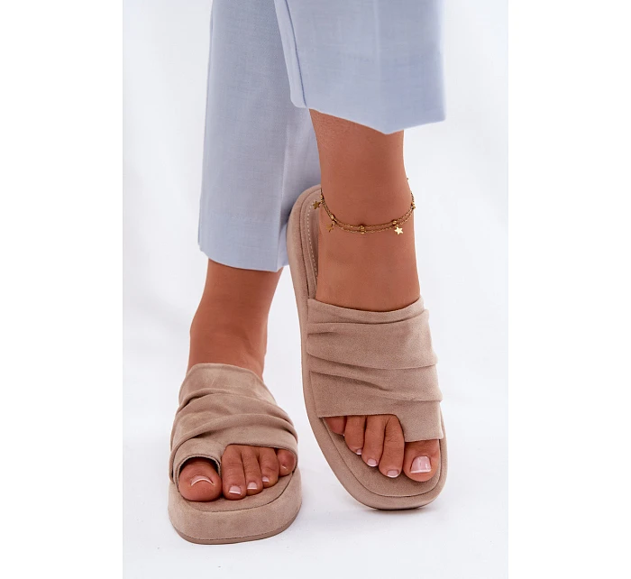 Dámské pantofle s řasením Béžové Gelmira