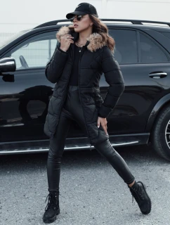Dámská prošívaná bunda s kožešinou černá Dstreet model 21980394 - FashionStreet