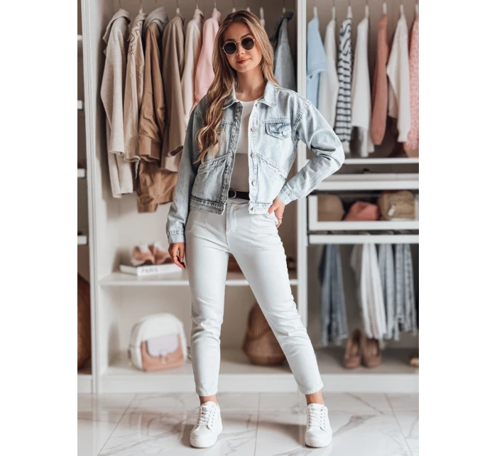 Dámské kalhoty slim fit s páskem světle šedé Dstreet model 21986213 - FashionStreet