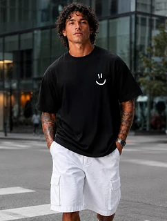 Koszulka męska oversize z nadrukiem bawełniana czarna model 22214429 - FashionStreet