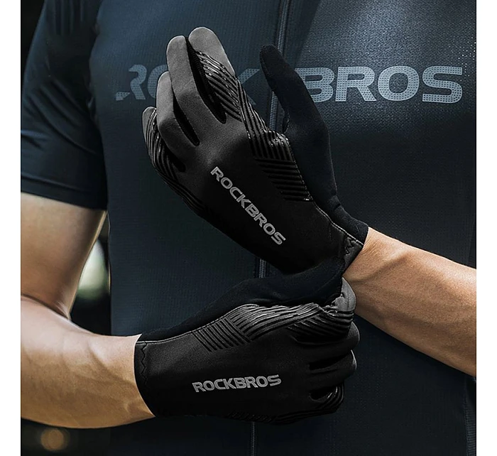 Cyklistické rukavice Rockbros jar/leto/jeseň, plné, veľkosť: L - čierne