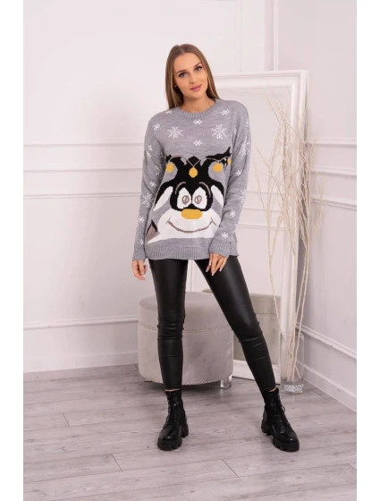 Vánoční svetr se model 18748083 šedý - K-Fashion