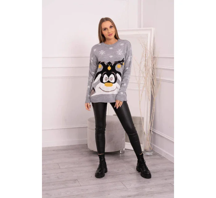 Vianočný sveter so sobom šedý