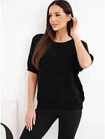 Dámský bavlněný model 22391368 svetr s krátkým rukávem černý - K-Fashion