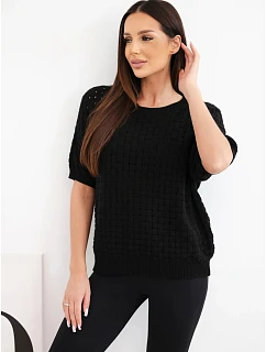 Dámský bavlněný model 22391368 svetr s krátkým rukávem černý - K-Fashion