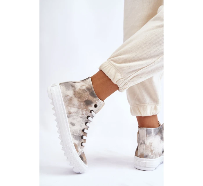 Dámské tenisky High Big Star model 21608921 Bílá a zelená - Big Star Shoes Dámské tenisky High Big Star model 21608921 Bílá a zelená - Big Star Shoes