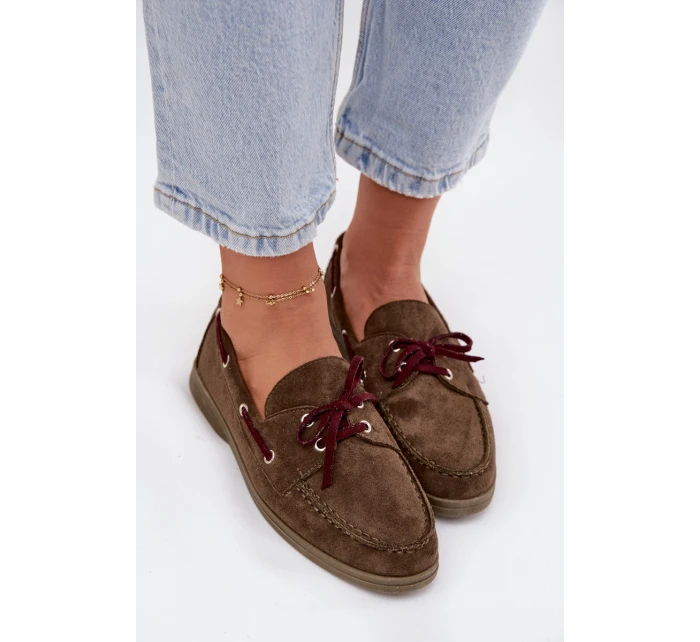Półbuty Mokasyny Damskie Z Wiązaniem Ciemnozielone Calivra Półbuty Mokasyny Damskie Z Wiązaniem Ciemnozielone Calivra