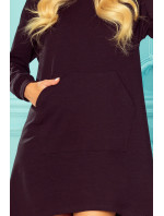 Numoco AMELIA mikinové šaty s kapucňou - čierne