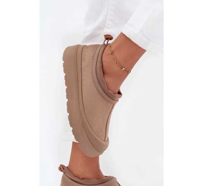 Dámske snežnice na platforme s nízkym zvrškom Izamine - tmavo béžové