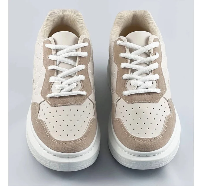 Béžové dámske šnurovacie športové poltopánky (RC-50)