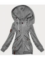 Dámska sivá mikina na zips so sťahovacou šnúrkou (2306)