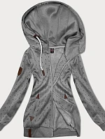 Dámska mikina bez zipsu s rebrovanými manžetami sivá (2306)