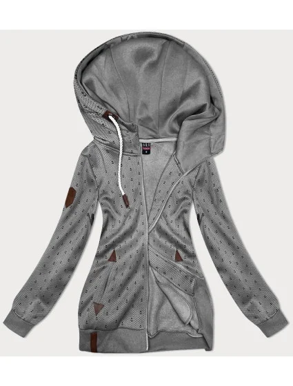 Dámska sivá mikina na zips so sťahovacou šnúrkou (2306)