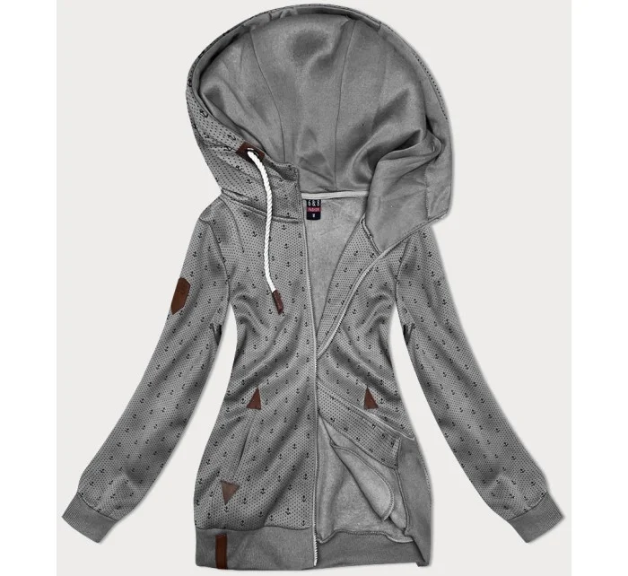 Dámska sivá mikina na zips so sťahovacou šnúrkou (2306)