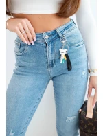 Dámské džíny mom fit s vysokým pasem a jemným model 21903541 modré - K-Fashion