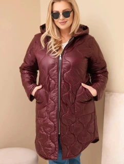 Dámska zimná prešívaná bunda s kapucňou Plus Size Plum