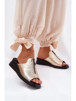 Dámské Pantofle Na Klínu Se Zipem Zlaté model 21692800 - Boto Dámské Pantofle Na Klínu Se Zipem Zlaté model 21692800 - Boto