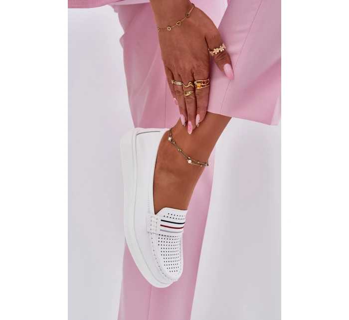 Dámské Kožené Mokasíny Bílé model 21696947 - EVENTO