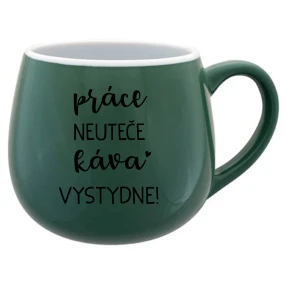 PRÁCE NEUTEČE, KÁVA VYSTYDNE! - zelený keramický hrníček 300 ml PRÁCE NEUTEČE, KÁVA VYSTYDNE! - zelený keramický hrníček 300 ml