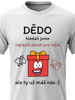 Pánské bavlněné tričko s potiskem - NEJLEPŠÍ DÁREK PRO DĚDU - bílé