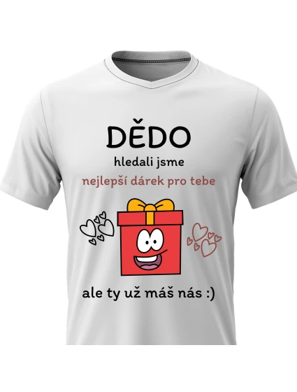 Pánské bavlněné tričko s potiskem - NEJLEPŠÍ DÁREK PRO DĚDU - bílé