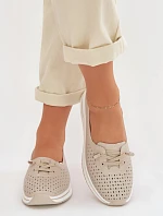 Dámske kožené poltopánky LR61-7044 beige - S.Barski