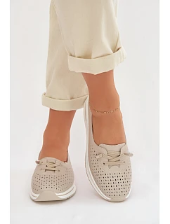 Dámske kožené poltopánky LR61-7044 beige - S.Barski