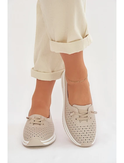 Dámske kožené poltopánky LR61-7044 beige - S.Barski