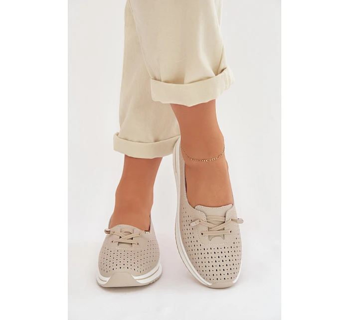 Dámske kožené poltopánky LR61-7044 beige - S.Barski