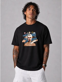 Koszulka męska oversize z nadrukiem bawełniana czarna model 22216248 - FashionStreet