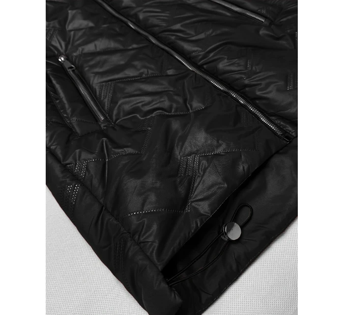 Dámska ľahká prešívaná bunda s kapucňou Goodlookin Black (B8588-1)